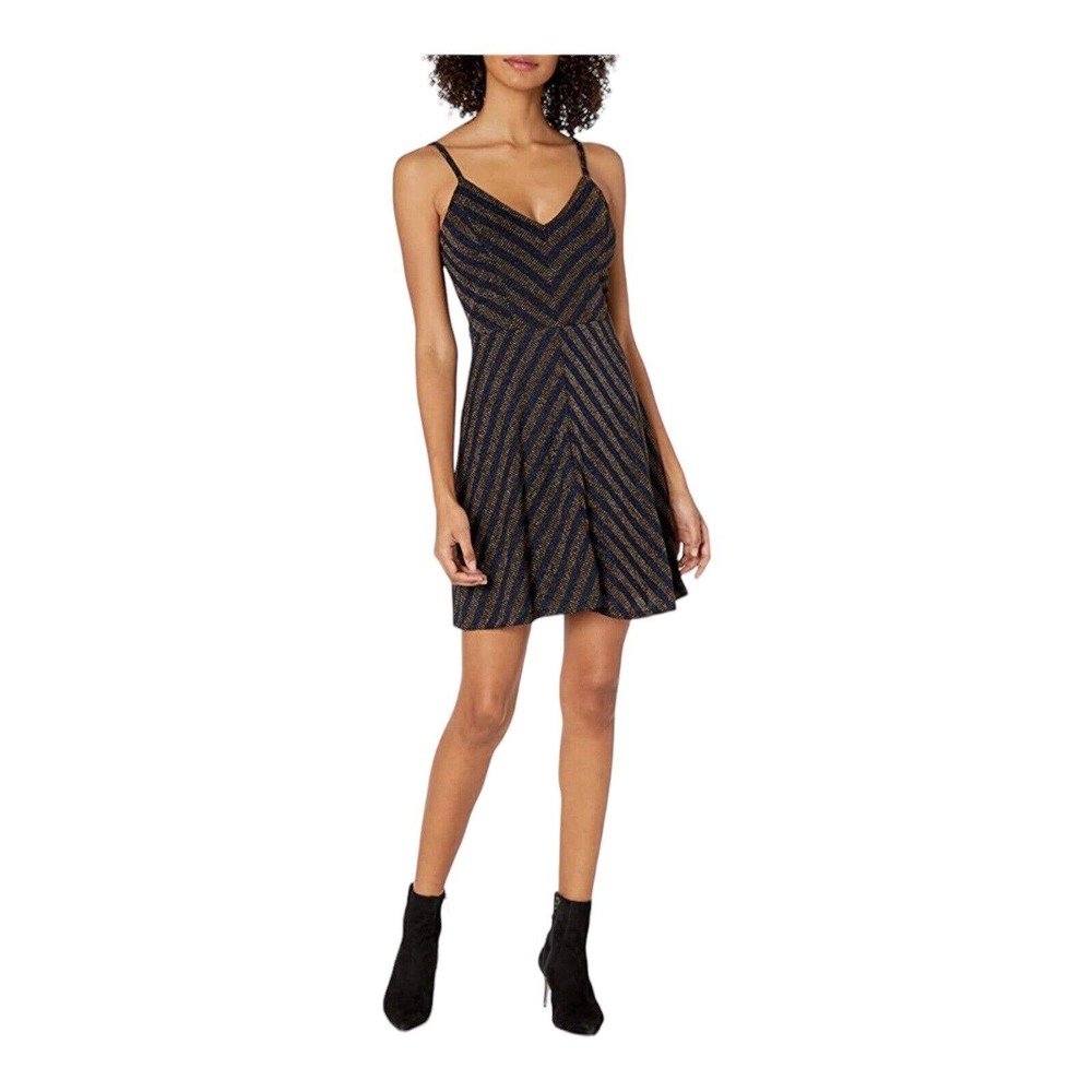 Dress the Population Trista Blue Gold Sparkle‎ Dress New Size XS